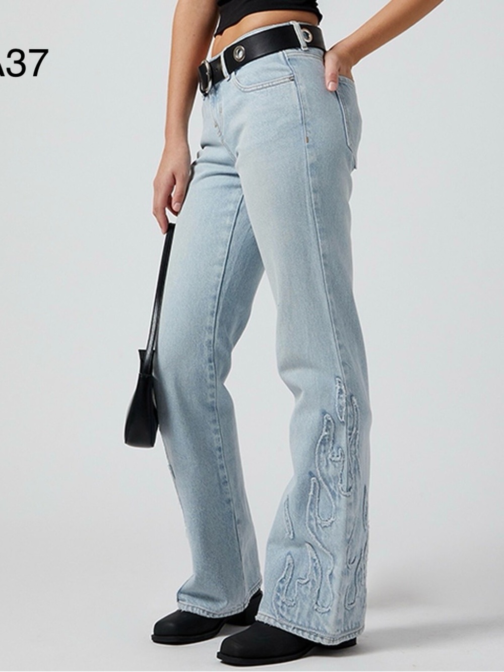 PacSun Light Blue Embroidered Flare Jeans